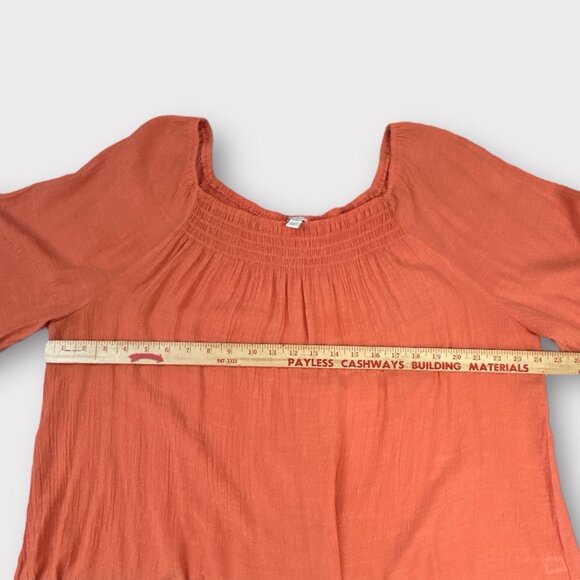 Est.1946 Womens 22/24W Top Orange Scoop Neck Long Flutter Sleeve Smocked Summer - Picture 6 of 10